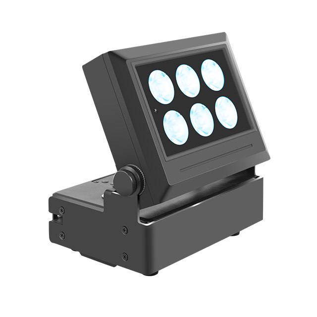 Anpassbarer 6 x 10 W RGBW-LED-Wandfluter – Batteriebuch, integrierte Stromversorgung